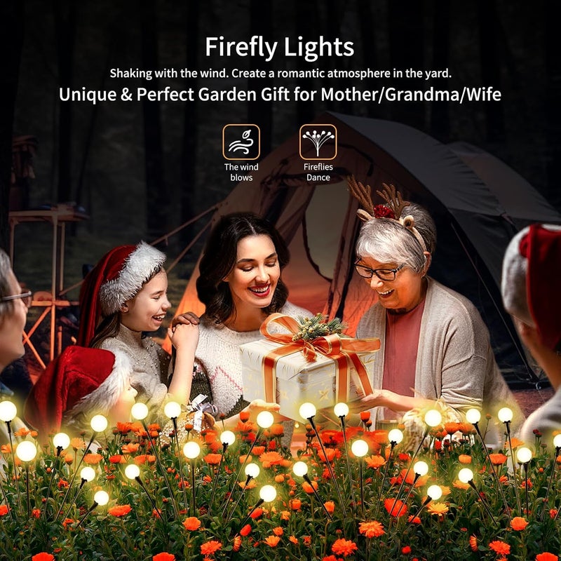 vignuto Solar Lights Outdoor Waterproof 4 Pack of 32 LEDs Garden Patio Firefly Decoration Unique Gifts Women Grandparents - Image 5